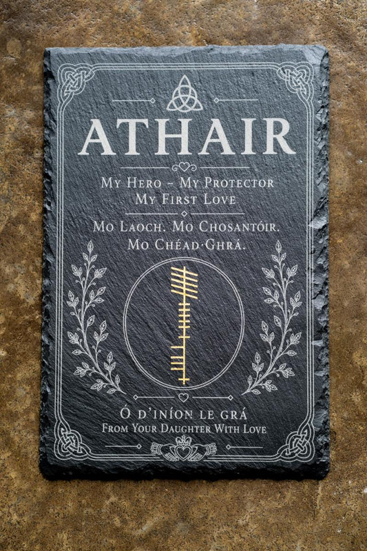 ATHAIR Collection | Premium Irish Father's Day Slate Plaque | Son & Daughter Editions