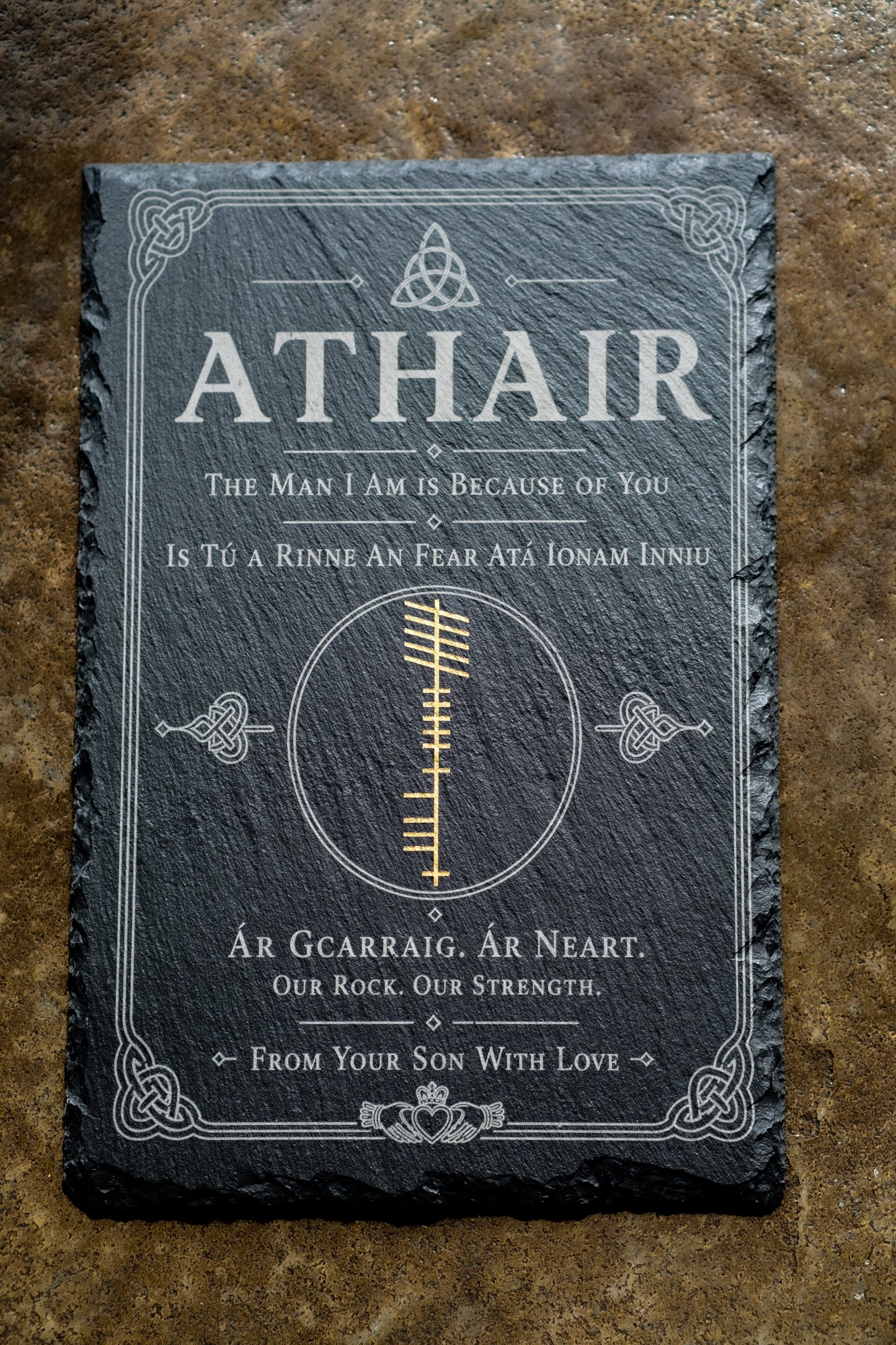 ATHAIR Collection | Premium Irish Father's Day Slate Plaque | Son & Daughter Editions