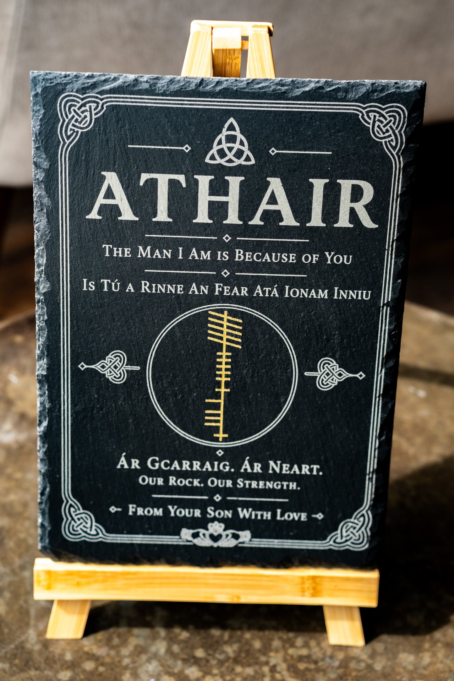 ATHAIR Collection | Premium Irish Father's Day Slate Plaque | Son & Daughter Editions