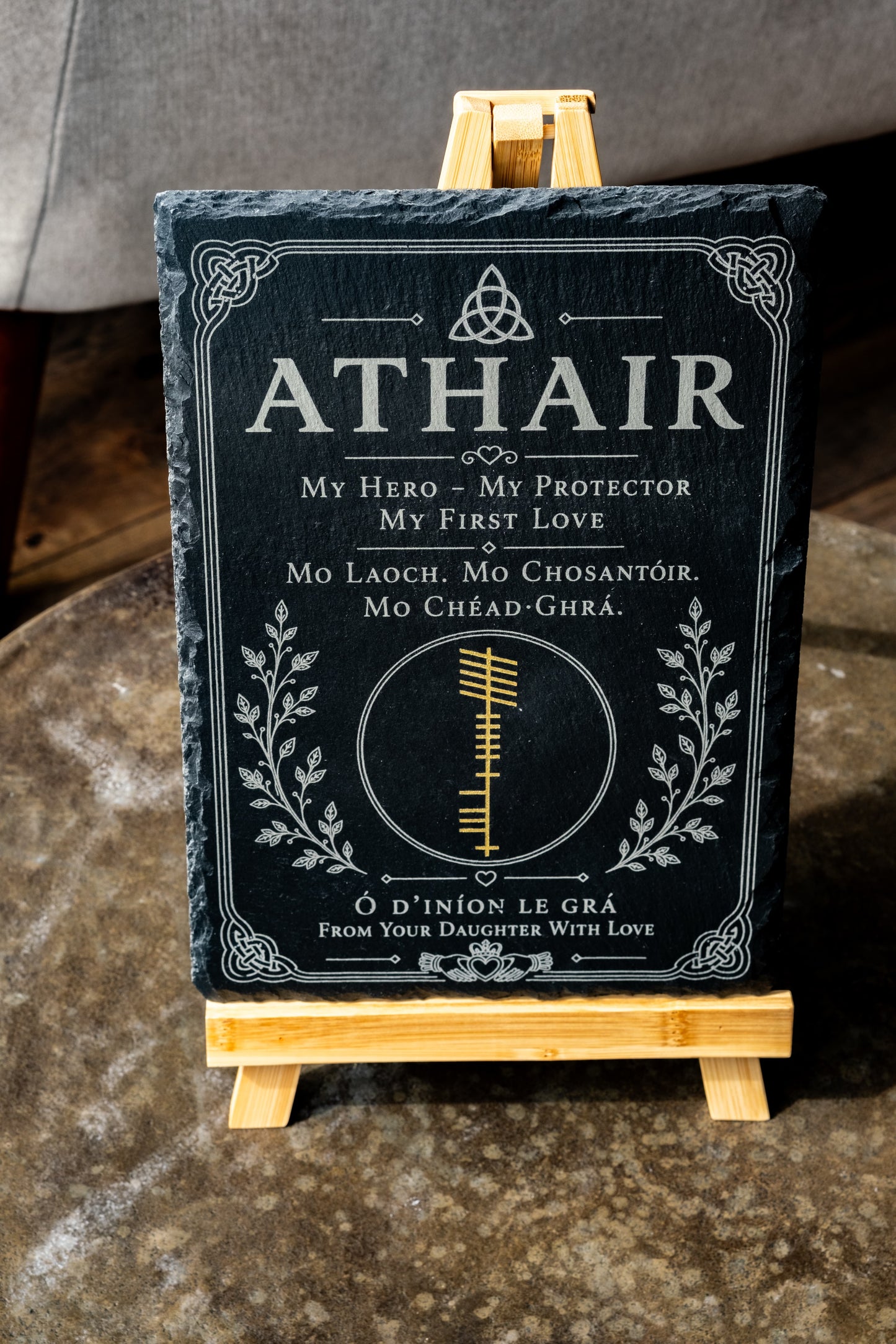 ATHAIR Collection | Premium Irish Father's Day Slate Plaque | Son & Daughter Editions