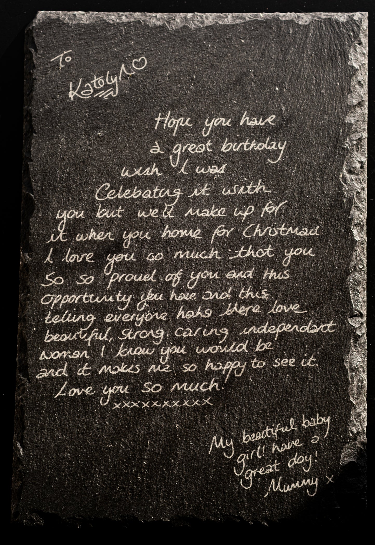 Forever Words – Handwriting Engraved in Slate