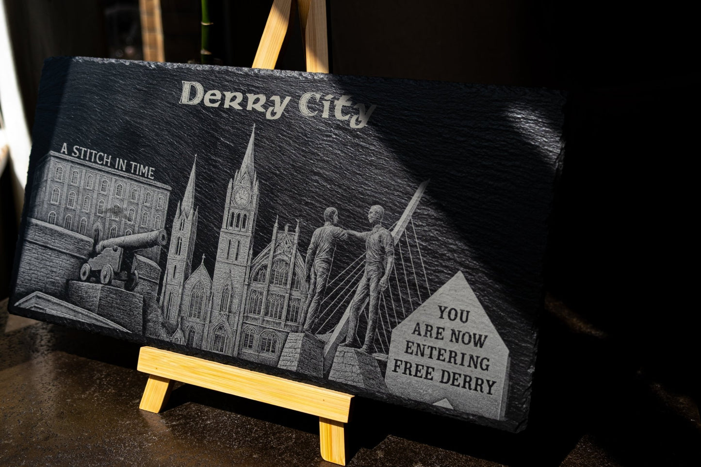 Derry City Skyline Slate - Foyle Engraving Co