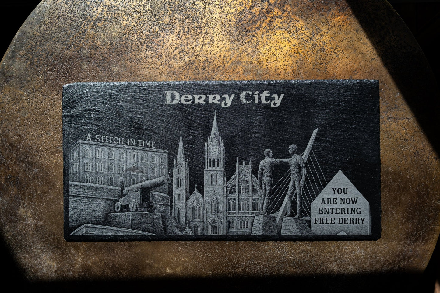 Derry City Skyline Slate - Foyle Engraving Co