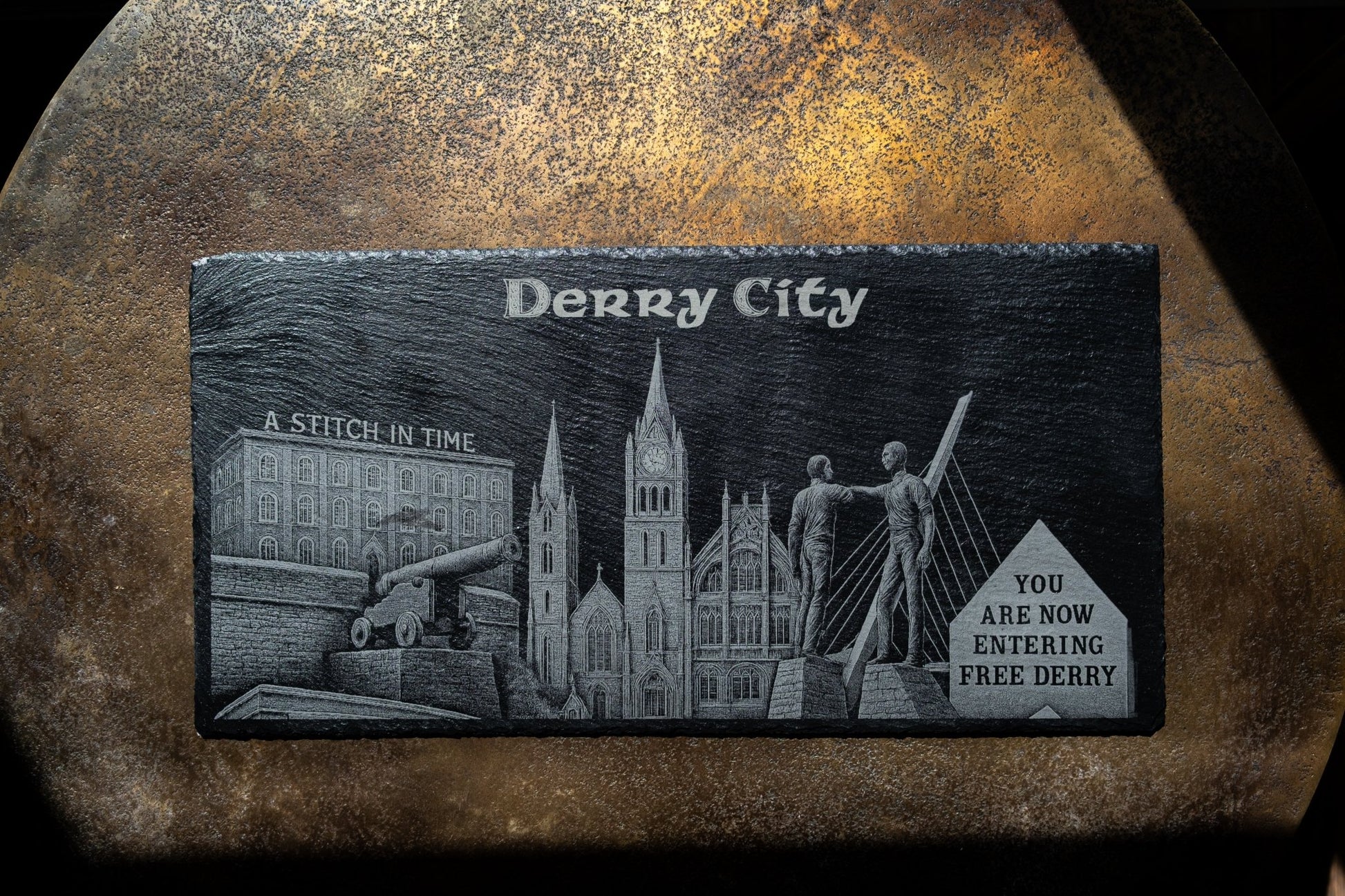 Derry City Skyline Slate - Foyle Engraving Co