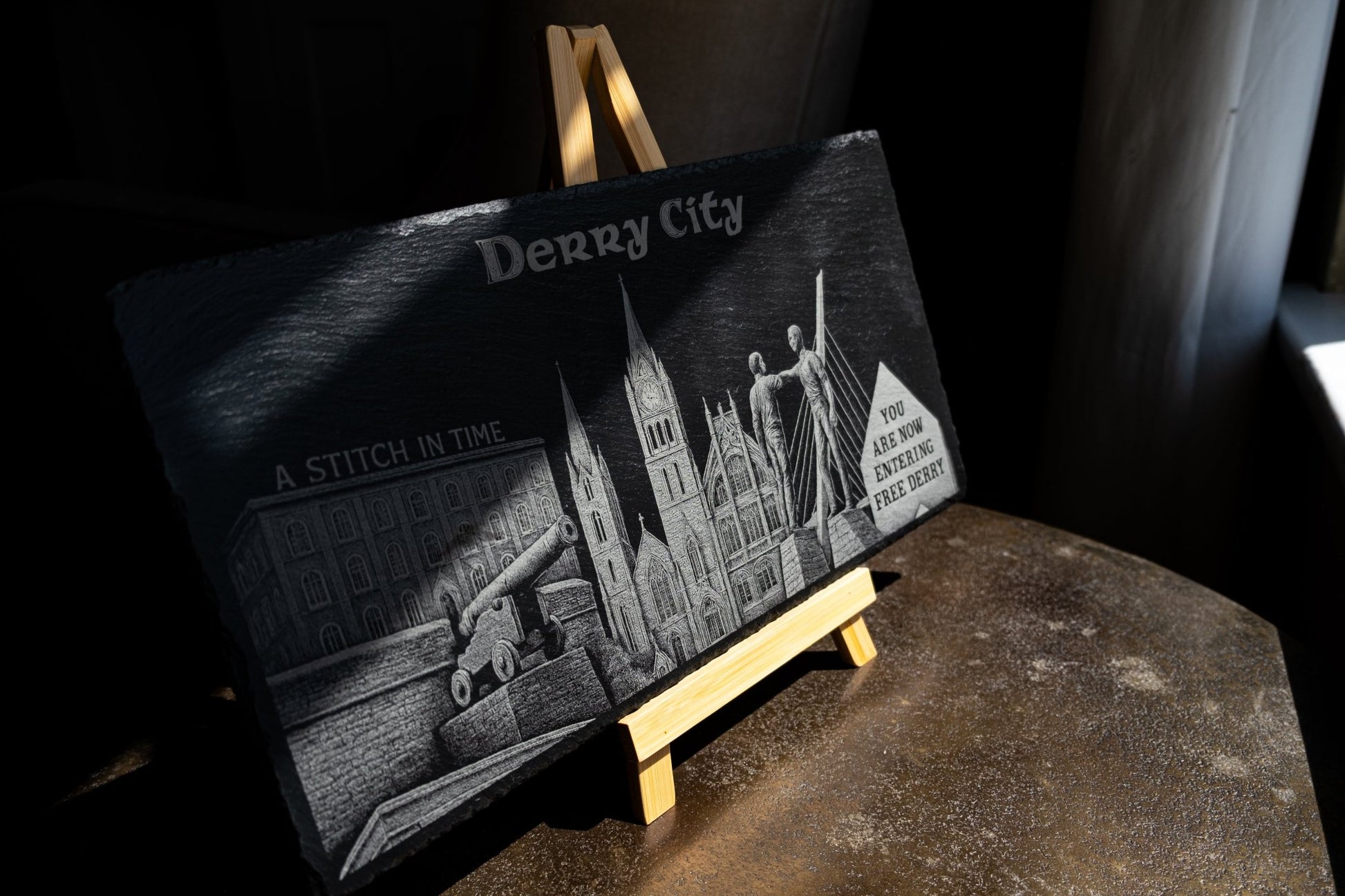 Derry City Skyline Slate - Foyle Engraving Co