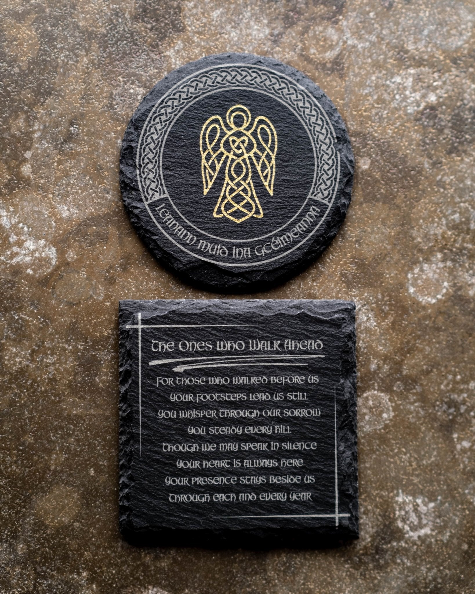 Leanann Muid Ina gCéimeanna – Guidance & Remembrance Coaster Set - Foyle Engraving Co