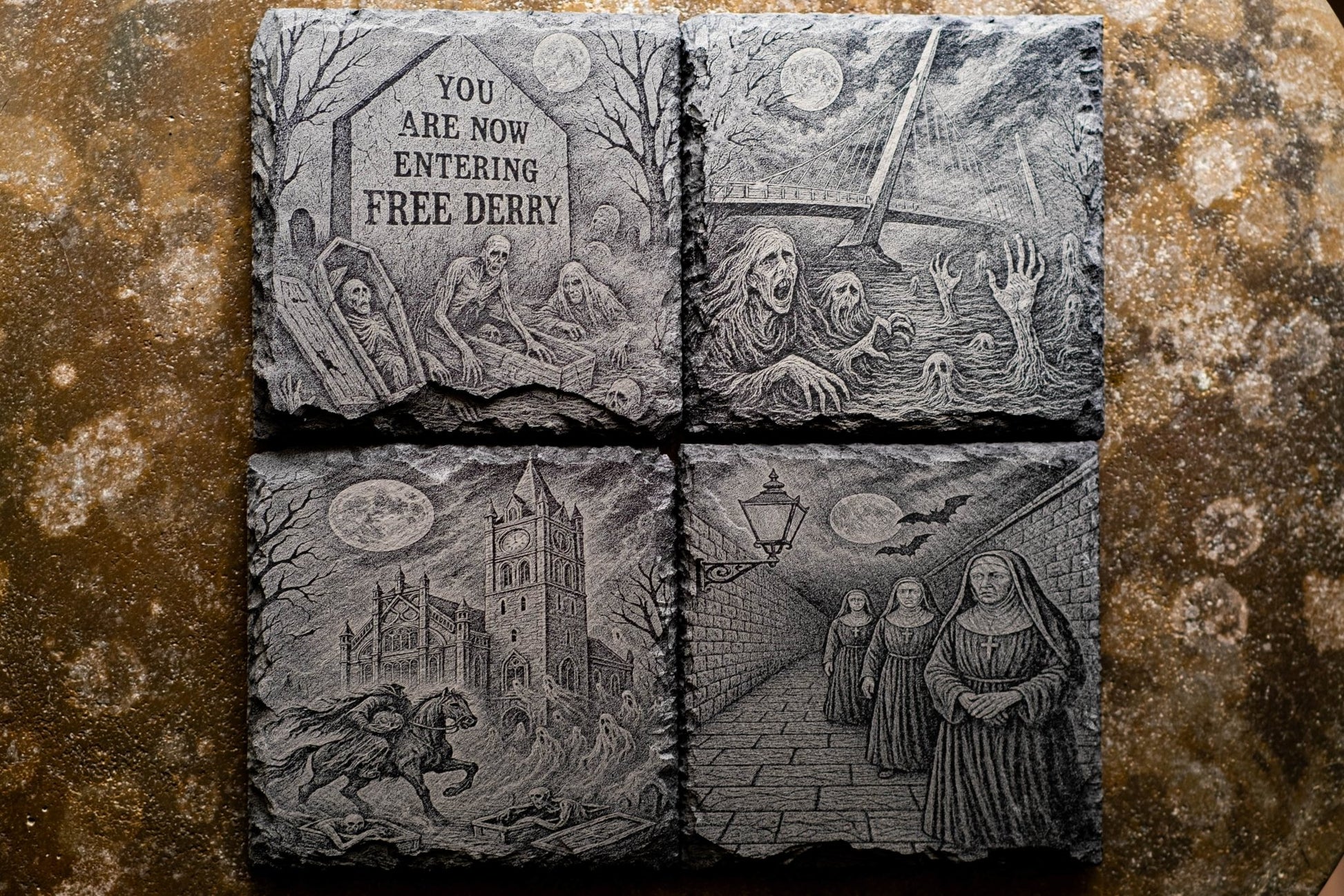 Limited Edition Derry Halloween Coasters - Foyle Engraving Co