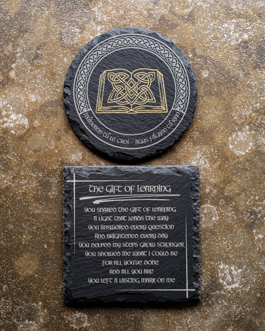 Múineann Tú le Croí — Agus Fágann Tú Rian – Teacher Appreciation Coaster Set - Foyle Engraving Co