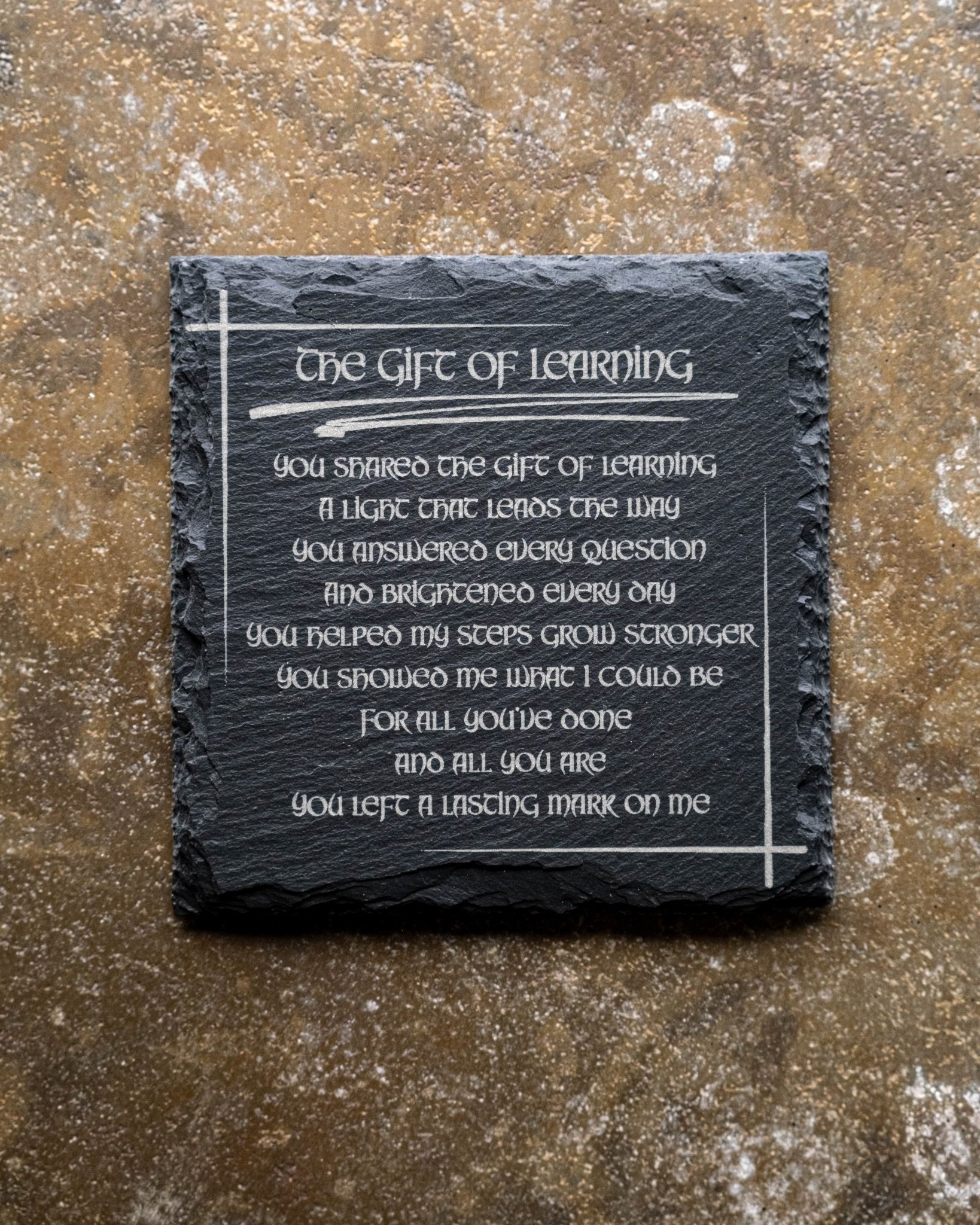 Múineann Tú le Croí — Agus Fágann Tú Rian – Teacher Appreciation Coaster Set - Foyle Engraving Co